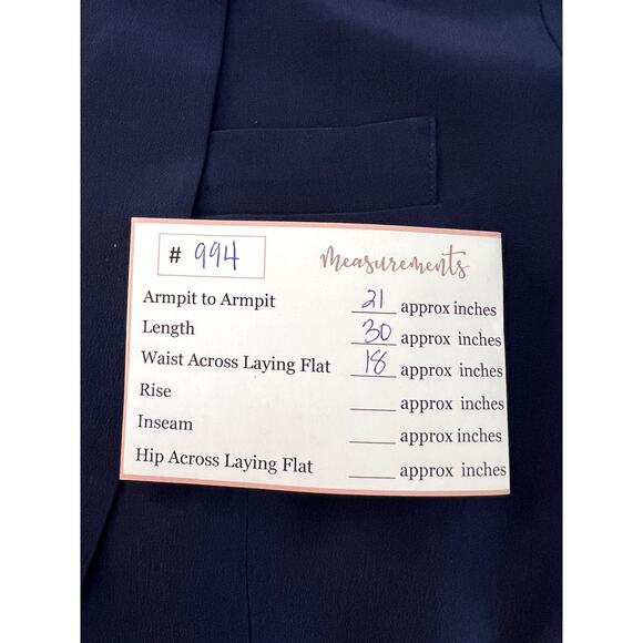 Bridgewater Navy Blue 100% Silk One Button Sewn In Shoulder Pads Blazer Size 8 - Picture 8 of 8